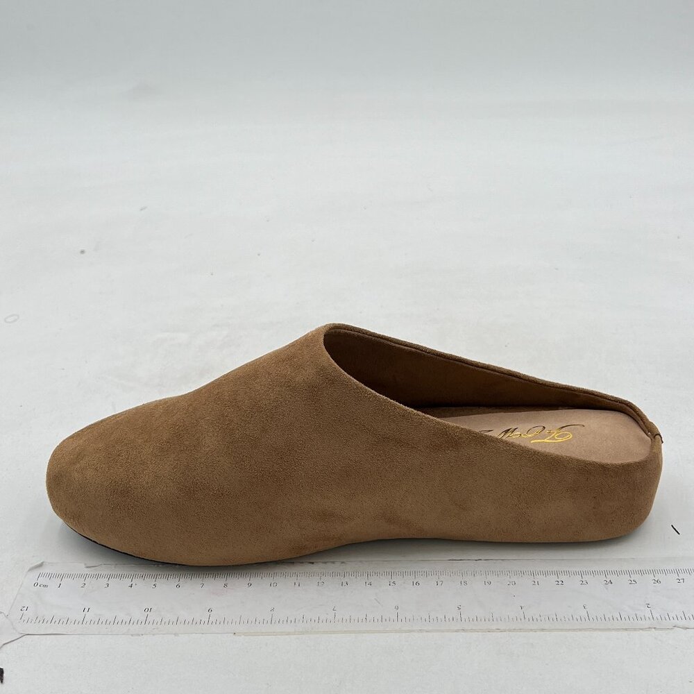 FOWT Brown Round Toe Mules Slip on Backless Slippers Casual Outdoor Shoes